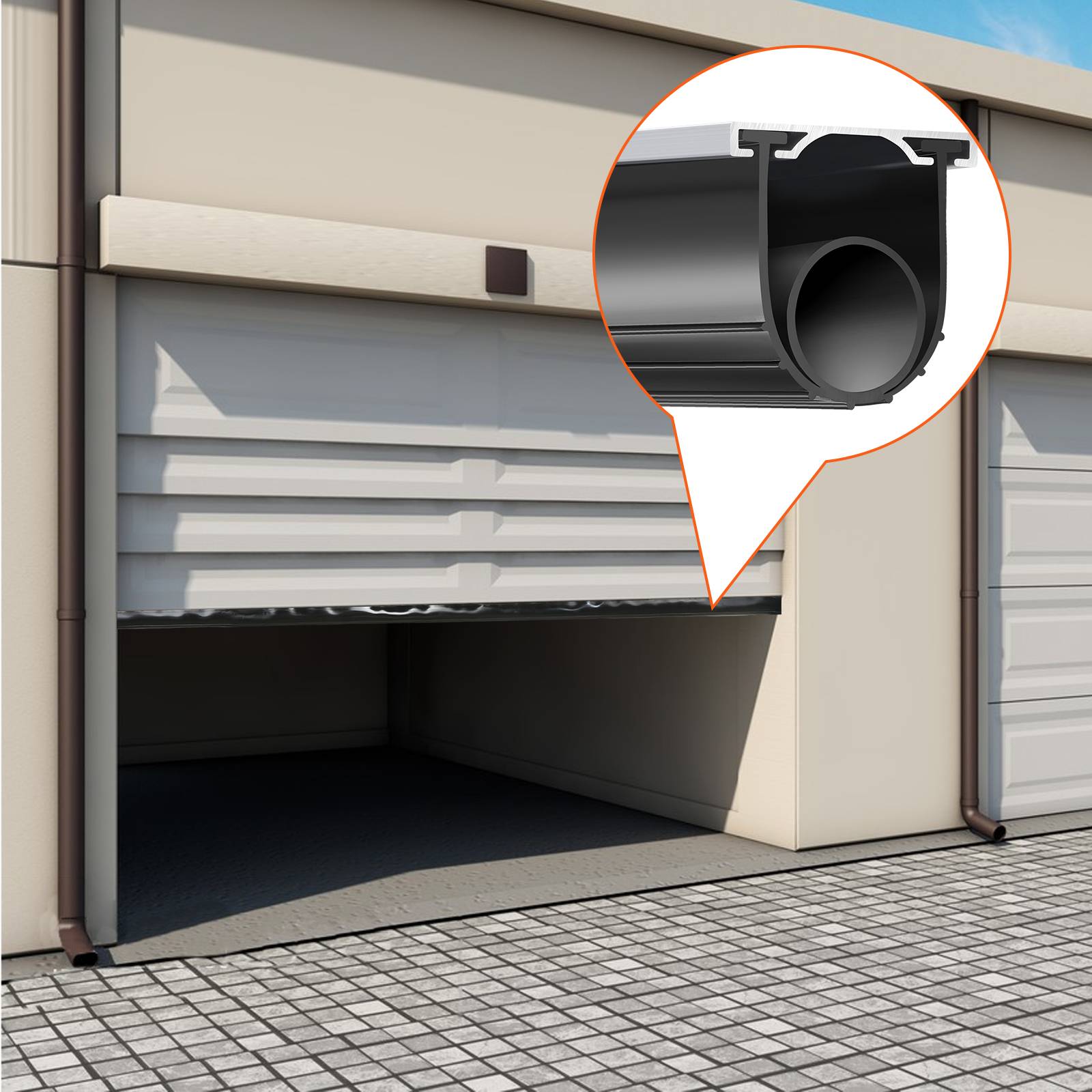 VEVOR Joint porte garage 4,8 m, caoutchouc, 10 cm largeur. Empêche vent, pluie. - Image 8