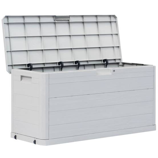 Coffre boîte meuble de jardin rangement 280 litres gris clair - Image 1