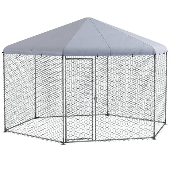 Enclos Poulailler Acier Galvanisé Extérieur 10-15 Poules Toit Bâche 10m² - ComfortXL Pet Living - Image 2
