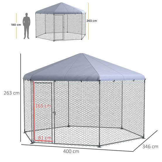 Enclos Poulailler Acier Galvanisé Extérieur 10-15 Poules Toit Bâche 10m² - ComfortXL Pet Living - Image 3
