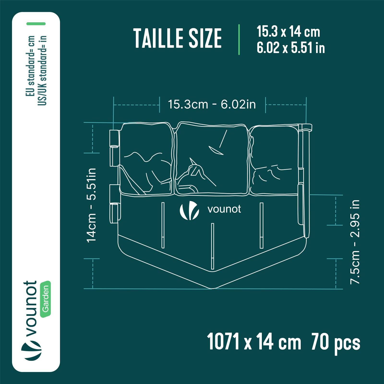 Bordure de jardin imitation pierre 10.7m gris - Hauteur 14cm - Clôture gazon décorative ultra résistant - Lot de 70 - VOUNOT® - Image 3