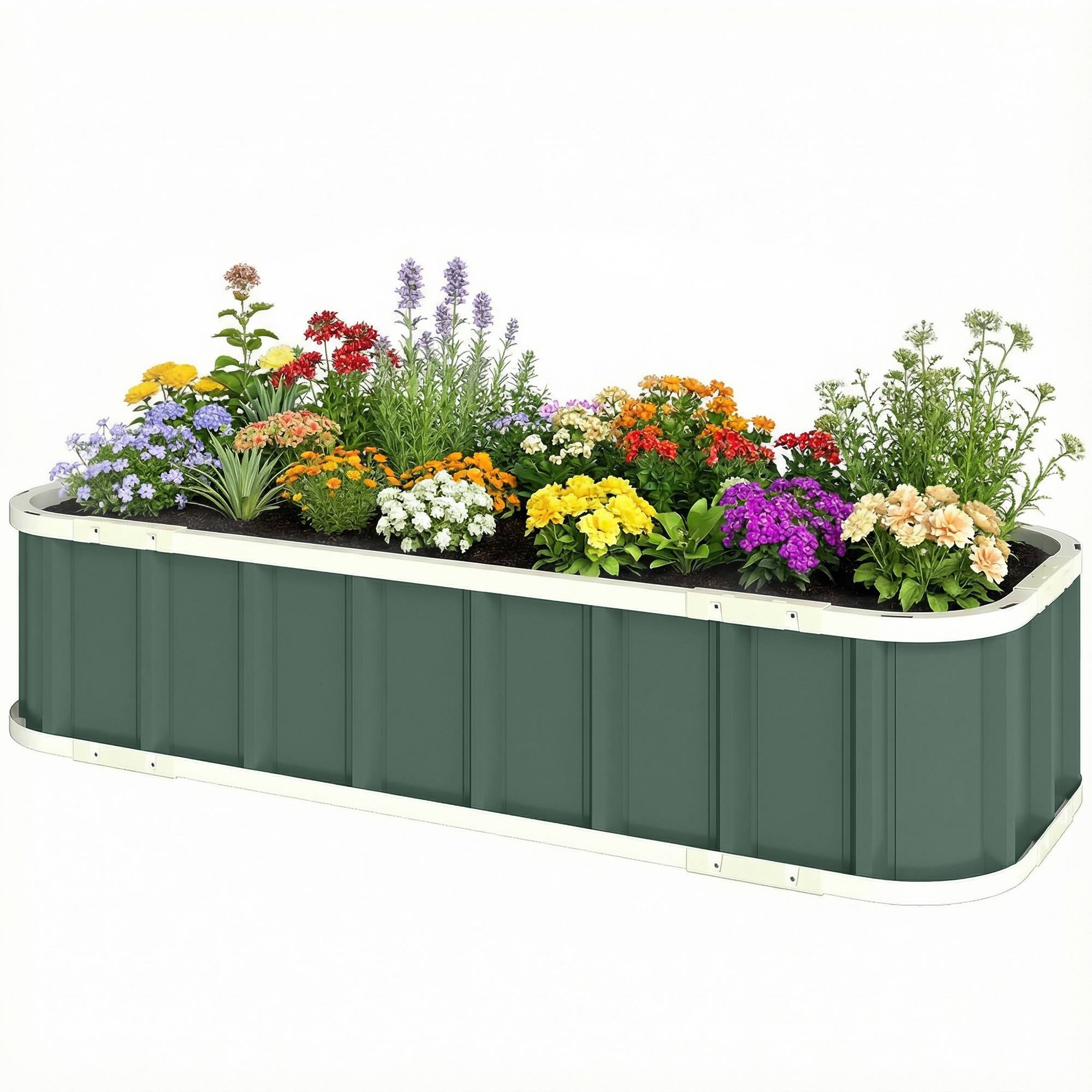 Carré de jardin surélevé acier fixations clic bord replié châssis froid 136 x 52 x 31 cm vert clair potager - Image 2