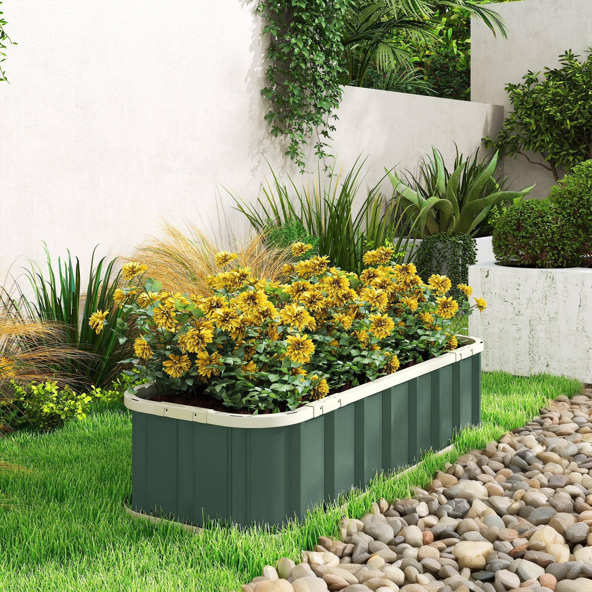 Carré de jardin surélevé acier fixations clic bord replié châssis froid 136 x 52 x 31 cm vert clair potager - Image 4