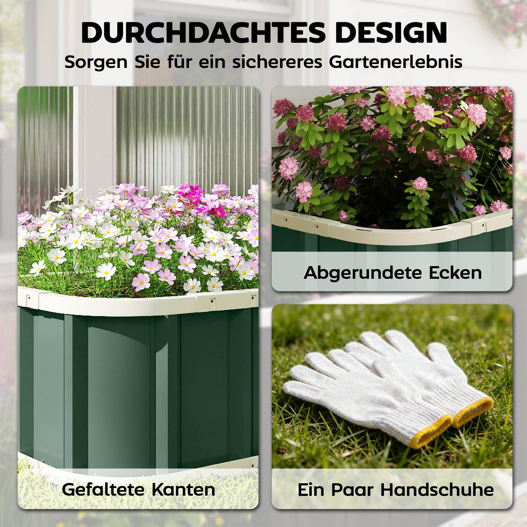 Carré de jardin surélevé acier fixations clic bord replié châssis froid 136 x 52 x 31 cm vert clair potager - Image 6