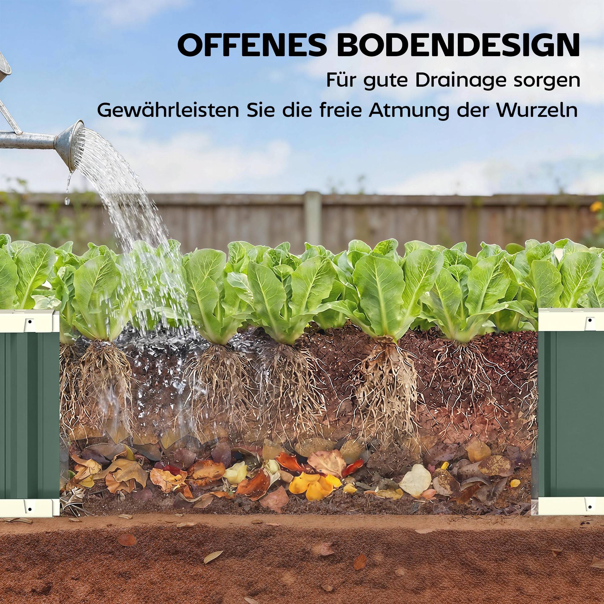 Carré de jardin surélevé acier fixations clic bord replié châssis froid 136 x 52 x 31 cm vert clair potager - Image 9