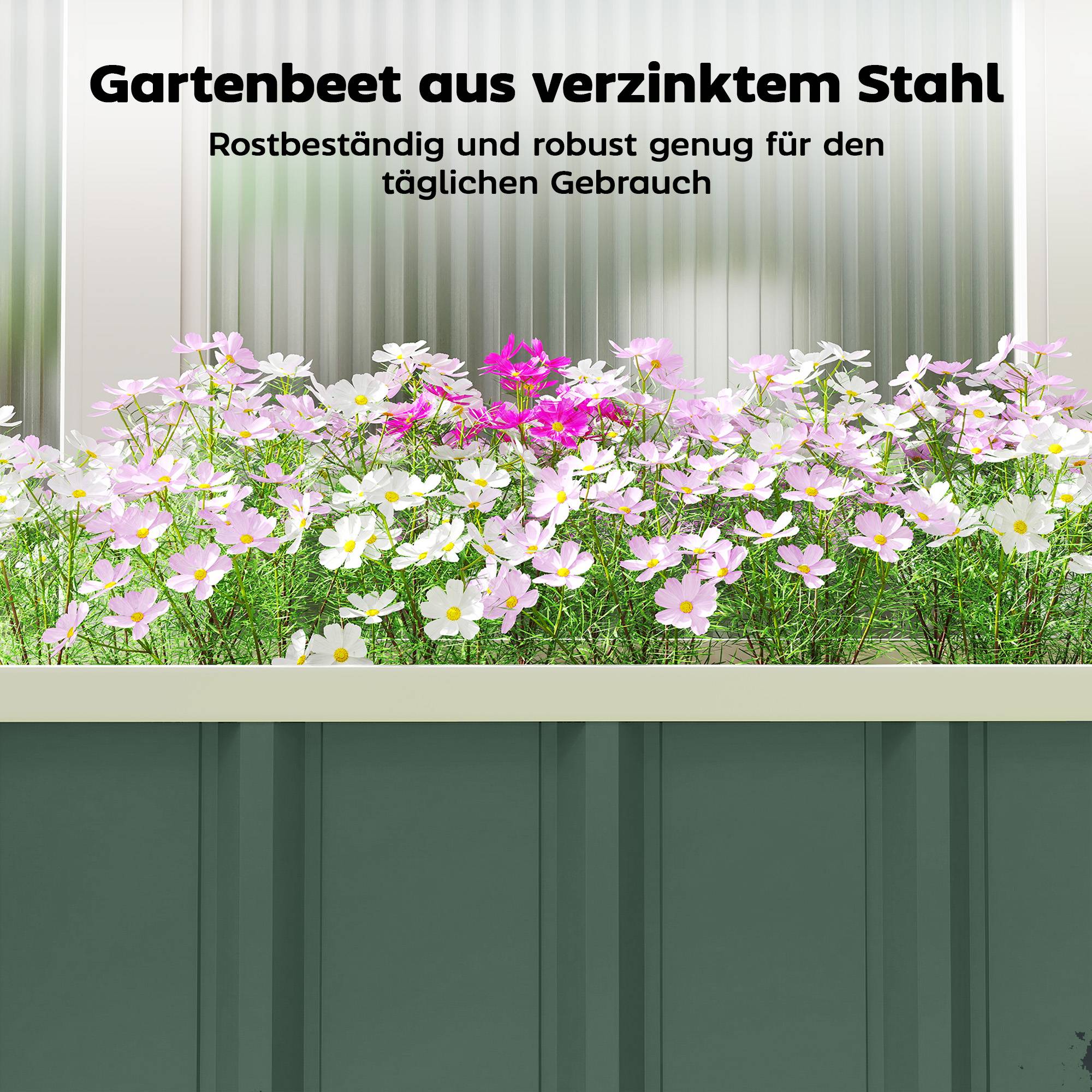 Carré de jardin surélevé acier fixations clic bord replié châssis froid 136 x 52 x 31 cm vert clair potager - Image 8