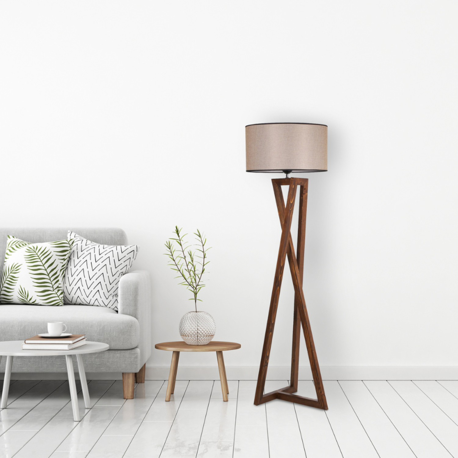 Concept Usine - Lampadaire design bois et tissu CHLOE - Image 2