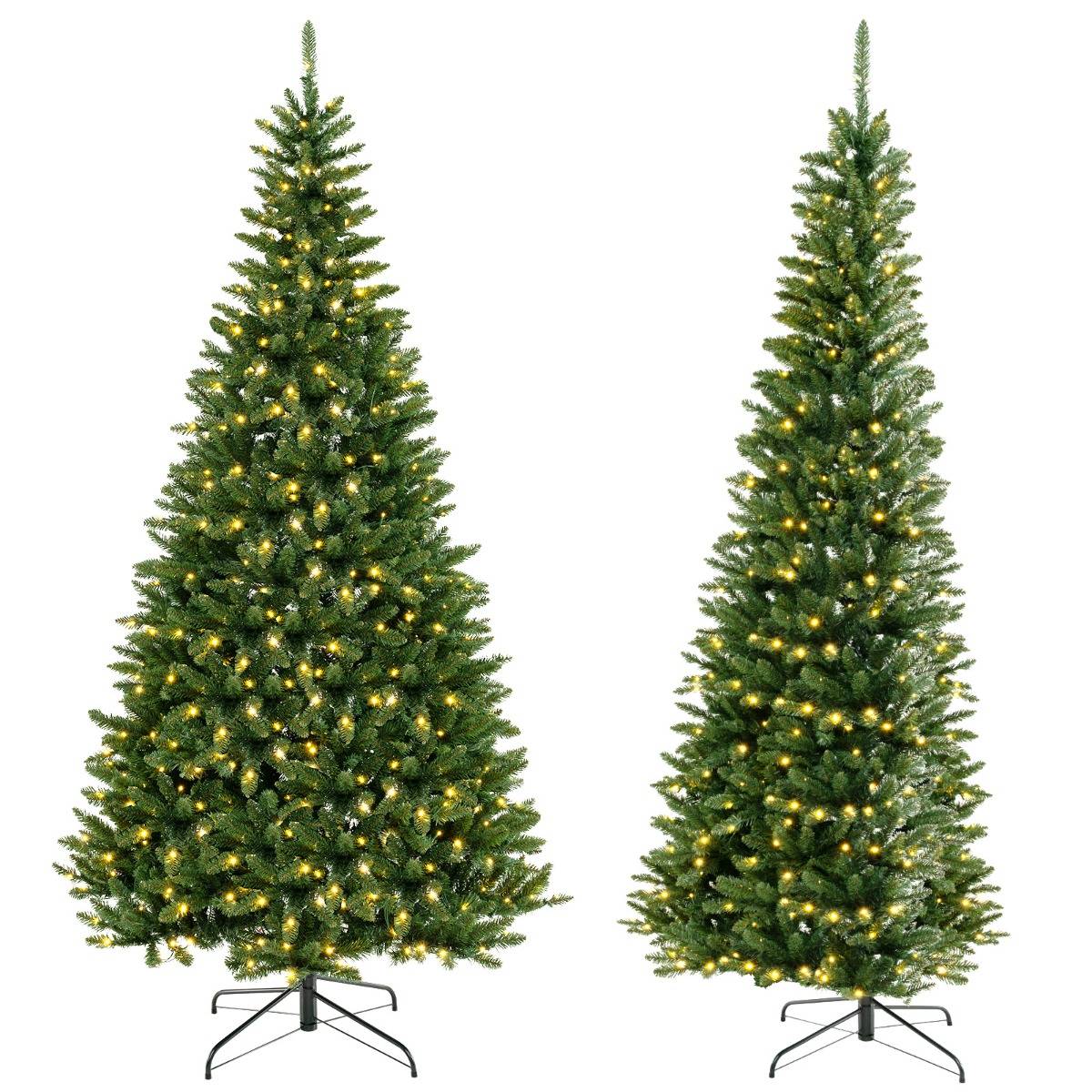 Sapin de Noël - Arbre de Noël Artificiel d'Angle à 270° de 240 cm Pré-éclairé à Charnière 1137 Branches 360 Lumières LED Blanc Chaud - Image 4