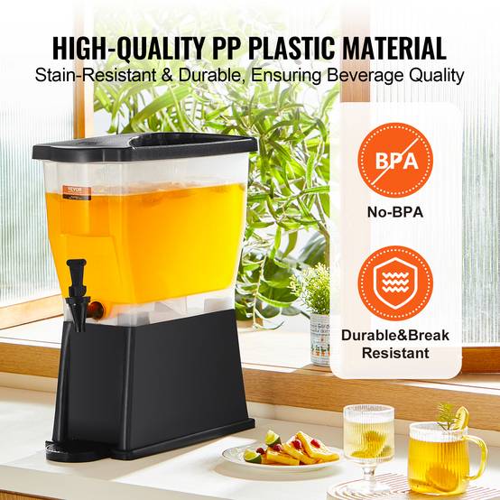 VEVOR Distributeur boissons 11 L, plastique, robinet, couvercle. Jus, limonade. - Image 4