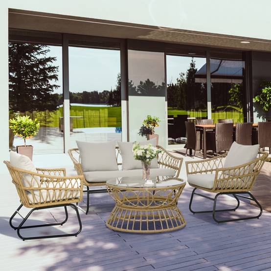 ComfortXL - Salon de jardin 4 places résine tressée terrasse canapé et table sable - ComfortXL Outdoor Living - Image 4