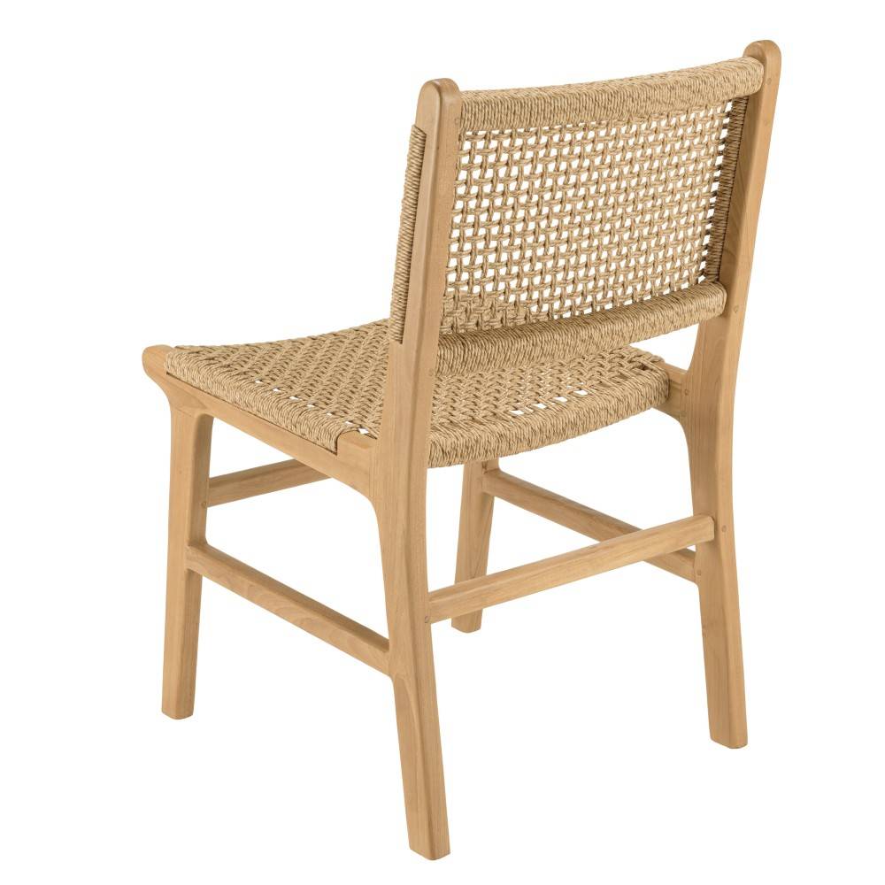 Macabane - VALERIA - Lot de 2 chaises jardin en bois de teck naturel rotin beige - Image 8