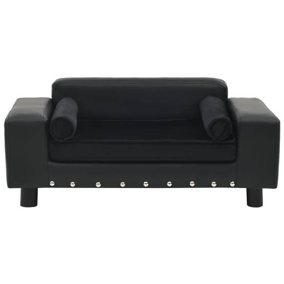 Canapé pour chien similicuir et peluche noir 81 x 43 x 31 cm - PANGIVO - Image 3