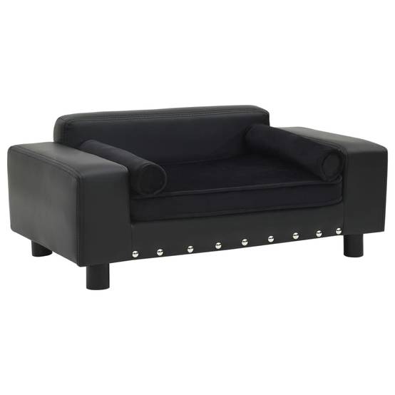 Canapé pour chien similicuir et peluche noir 81 x 43 x 31 cm - PANGIVO - Image 1