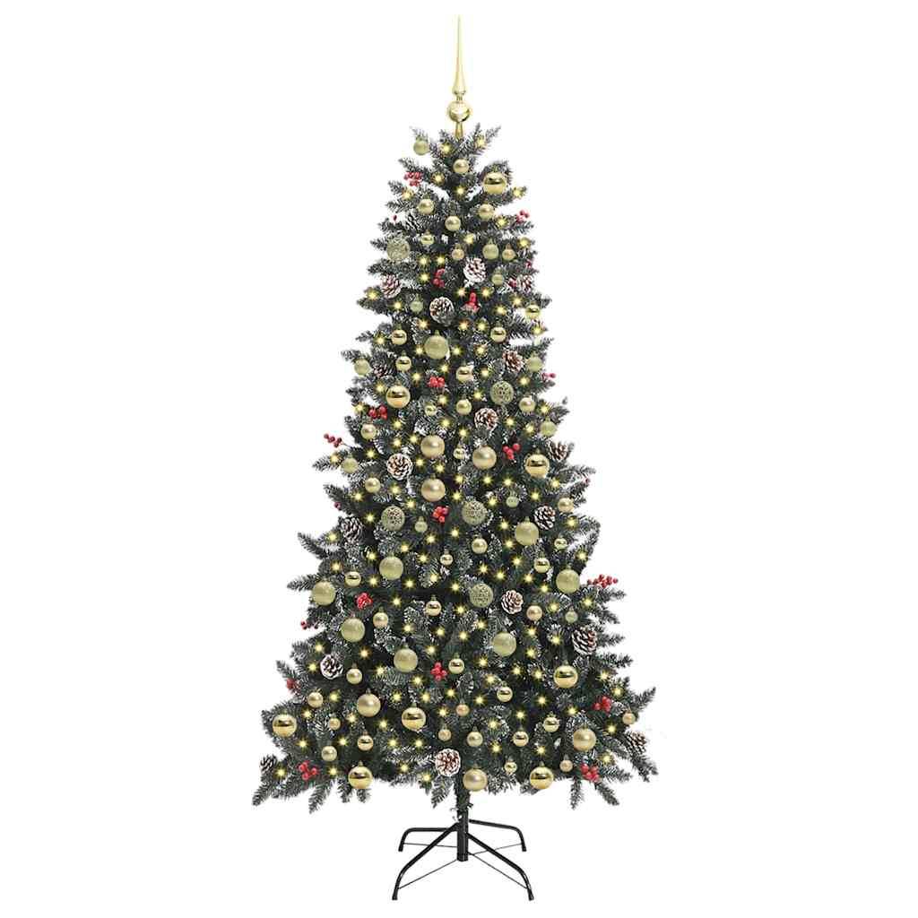 ComfortXL - Sapin de Noël Lumineux 210cm Pré-illuminé 300 LED, Vert Enneigé avec 120 Boules et Baies Rouges – ComfortXL Outdoor Living - Image 3
