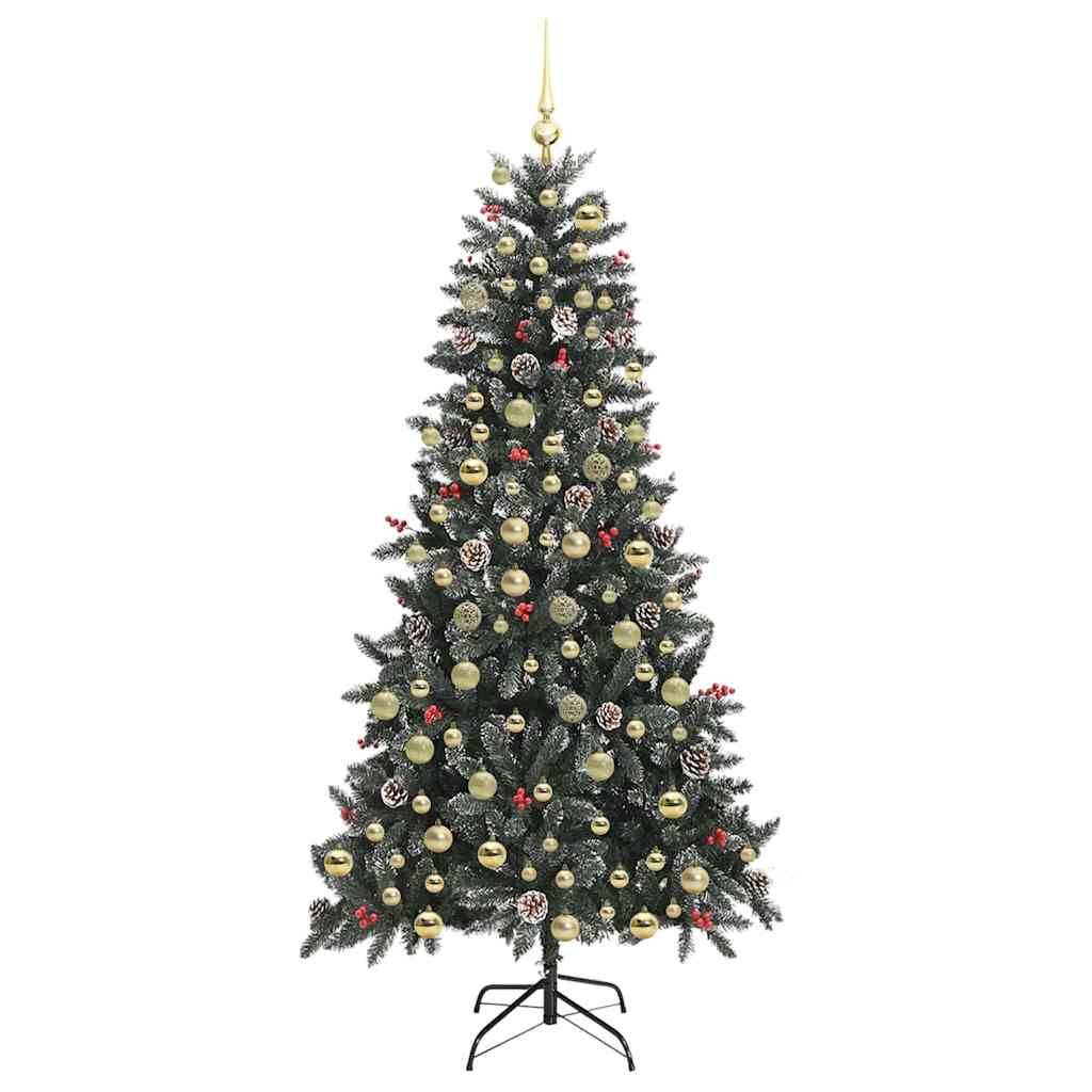 ComfortXL - Sapin de Noël Lumineux 210cm Pré-illuminé 300 LED, Vert Enneigé avec 120 Boules et Baies Rouges – ComfortXL Outdoor Living - Image 4