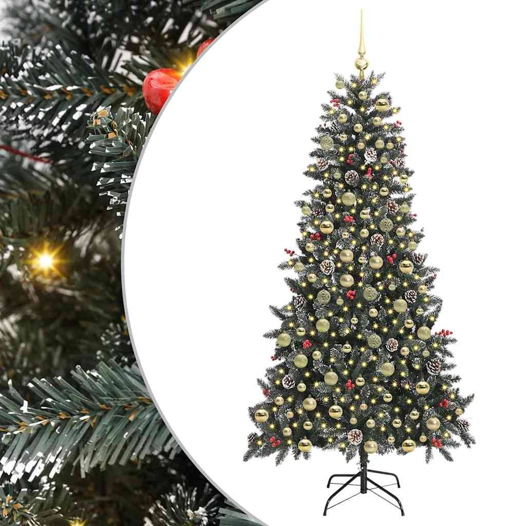 ComfortXL - Sapin de Noël Lumineux 210cm Pré-illuminé 300 LED, Vert Enneigé avec 120 Boules et Baies Rouges – ComfortXL Outdoor Living - Image 2