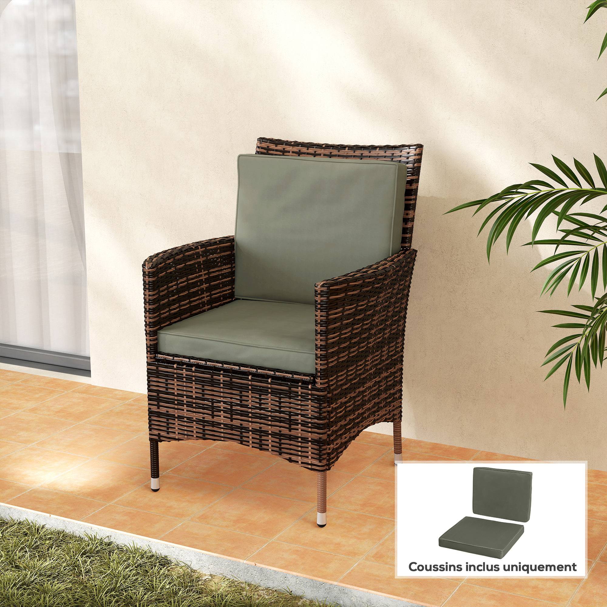 Maison Chic - Coussins pour chaise fauteuil de jardin coussins d'assise de dossier déhoussables polyester 56x52/56x46cm gris foncé - Image 4