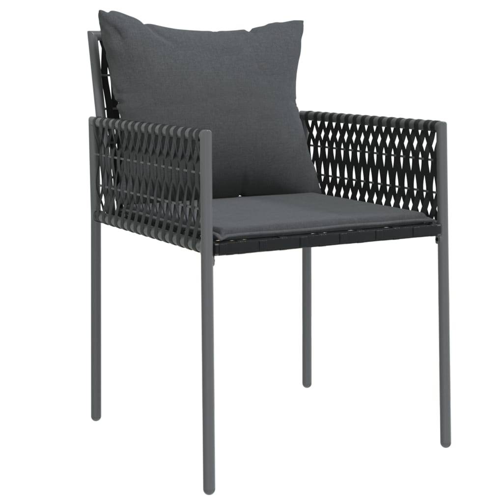 PANGIVO - Chaises de jardin rotin noir 54 x 61 x 83 cm avec coussins - PANGIVO - Image 3