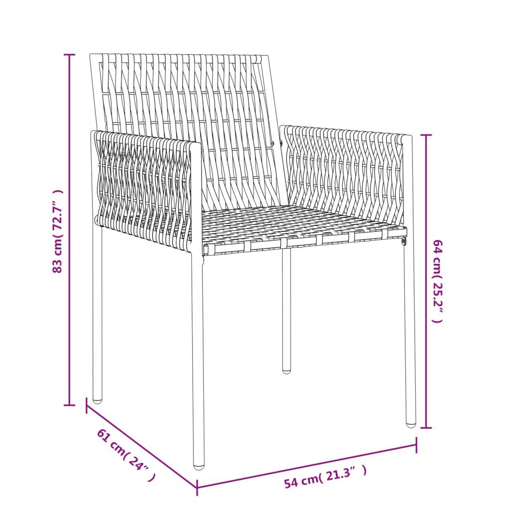 PANGIVO - Chaises de jardin rotin noir 54 x 61 x 83 cm avec coussins - PANGIVO - Image 9