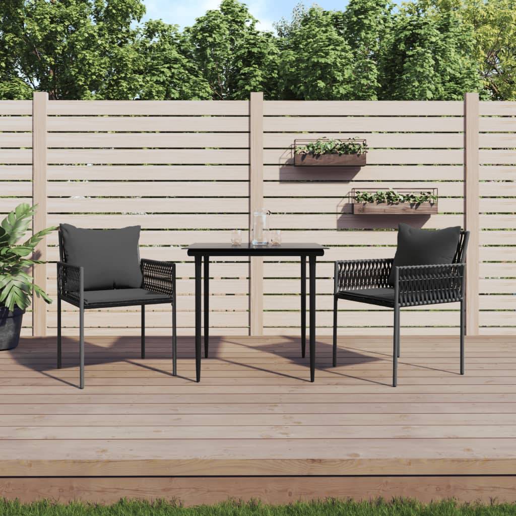 PANGIVO - Chaises de jardin rotin noir 54 x 61 x 83 cm avec coussins - PANGIVO - Image 1