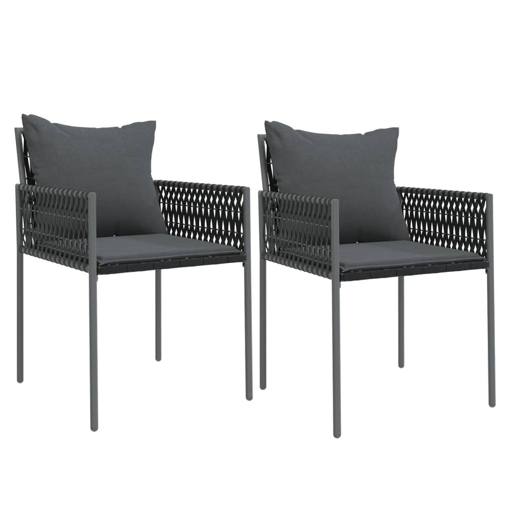 PANGIVO - Chaises de jardin rotin noir 54 x 61 x 83 cm avec coussins - PANGIVO - Image 2