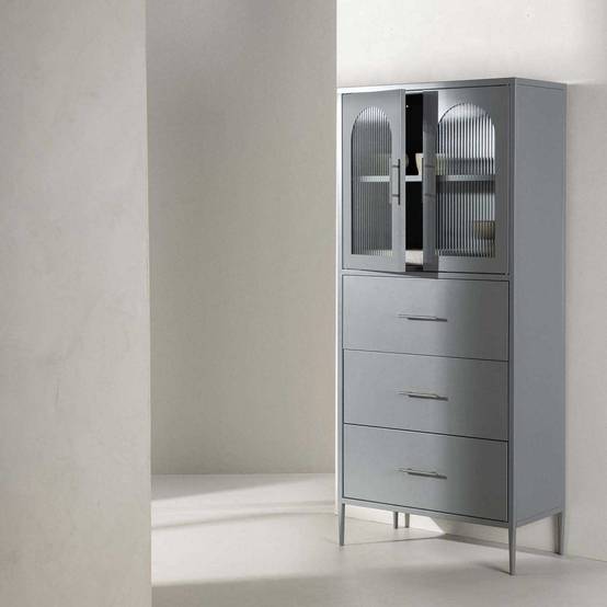 Venture Home - Buffet haut 2 portes et 3 tiroirs La Paz Gris clair - Image 2