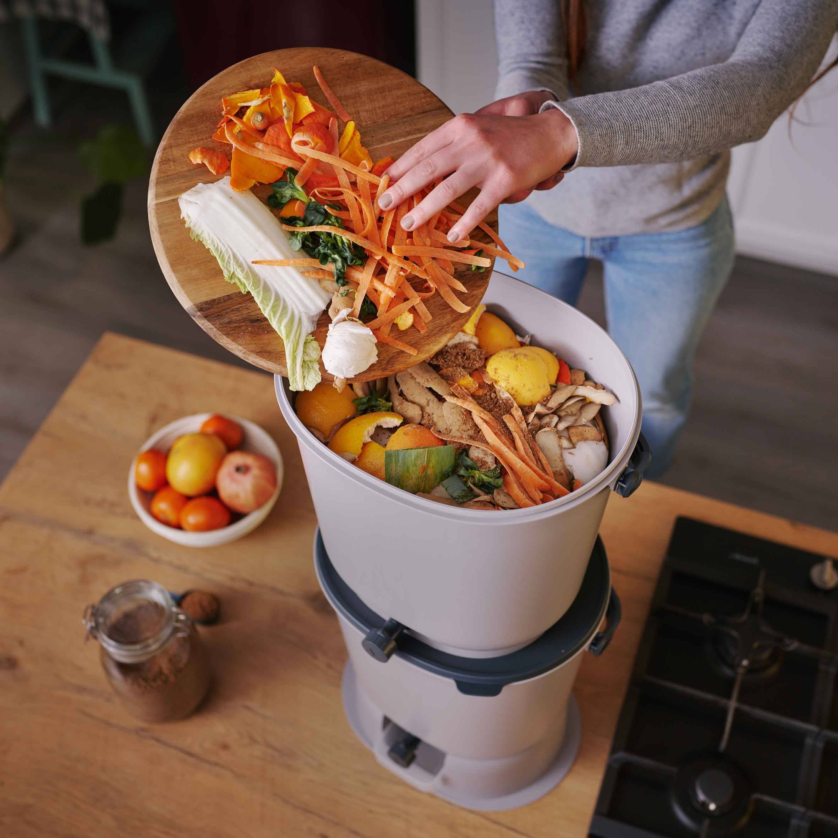 Lot 2 Composteurs Bokashi en Plastique recyclé, gris, 15,3l - Image 3