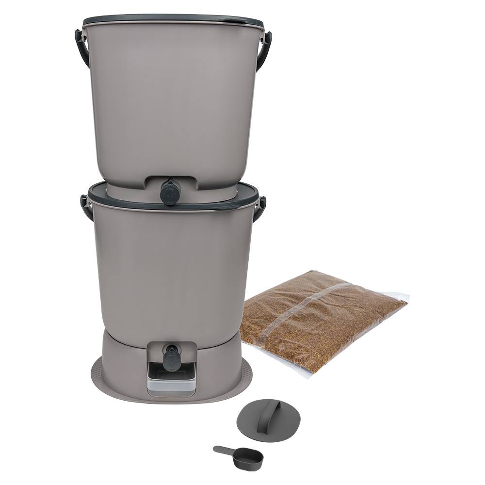 Lot 2 Composteurs Bokashi en Plastique recyclé, gris, 15,3l - Image 1
