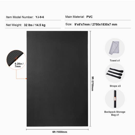 Vevor - VEVOR Tapis de yoga antidérapant tapis d'entraînement 2750 x 1830 mm pilates - Image 7
