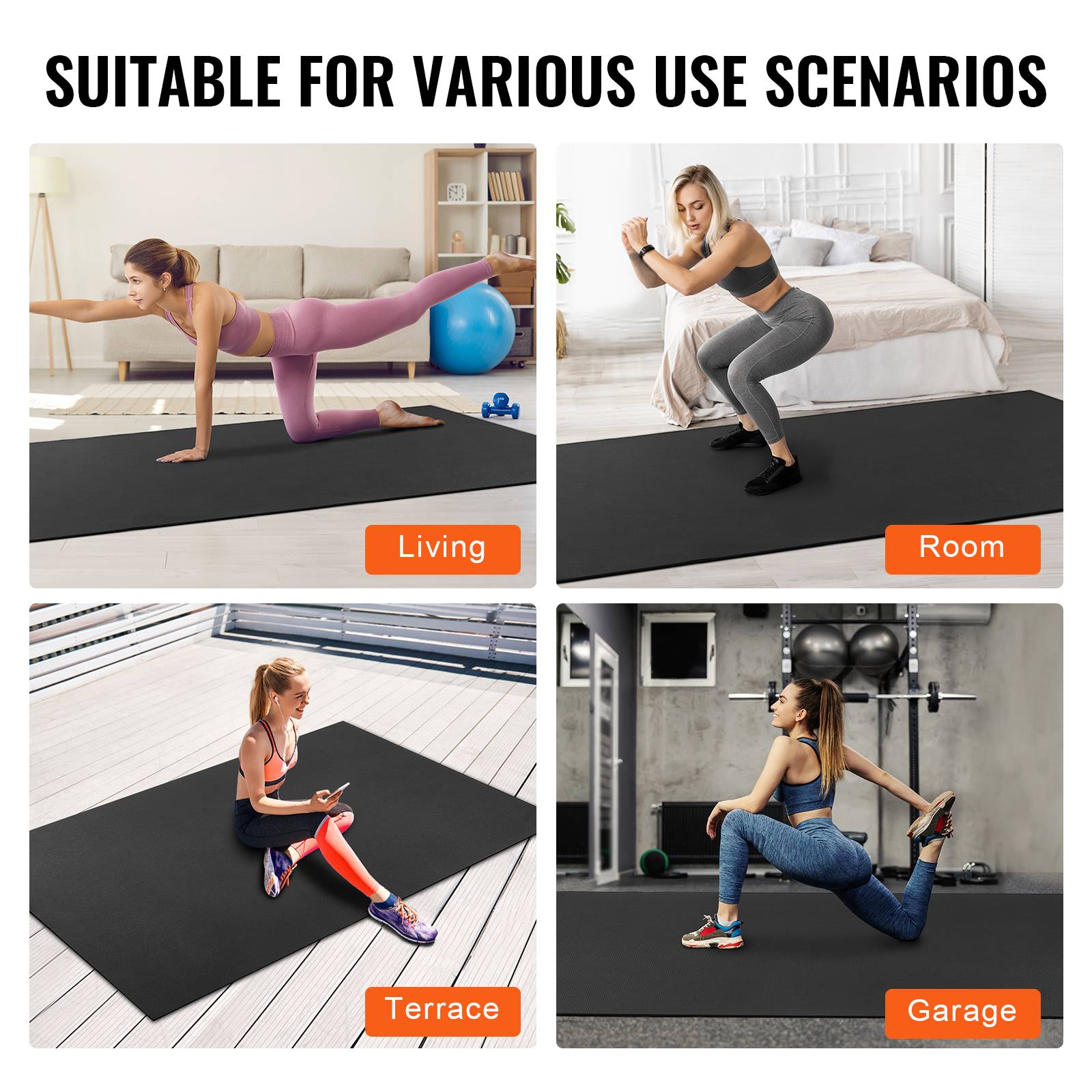 Vevor - VEVOR Tapis de yoga antidérapant tapis d'entraînement 2750 x 1830 mm pilates - Image 6