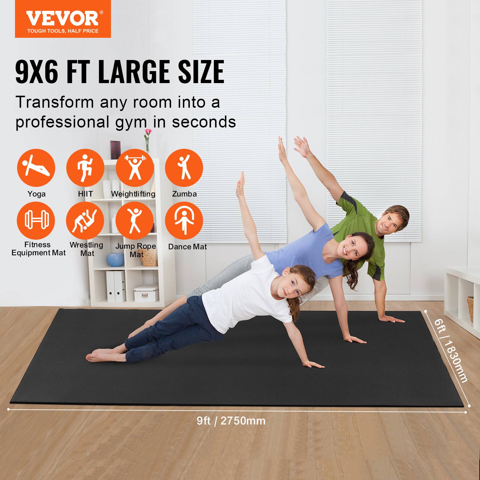 Vevor - VEVOR Tapis de yoga antidérapant tapis d'entraînement 2750 x 1830 mm pilates - Image 2