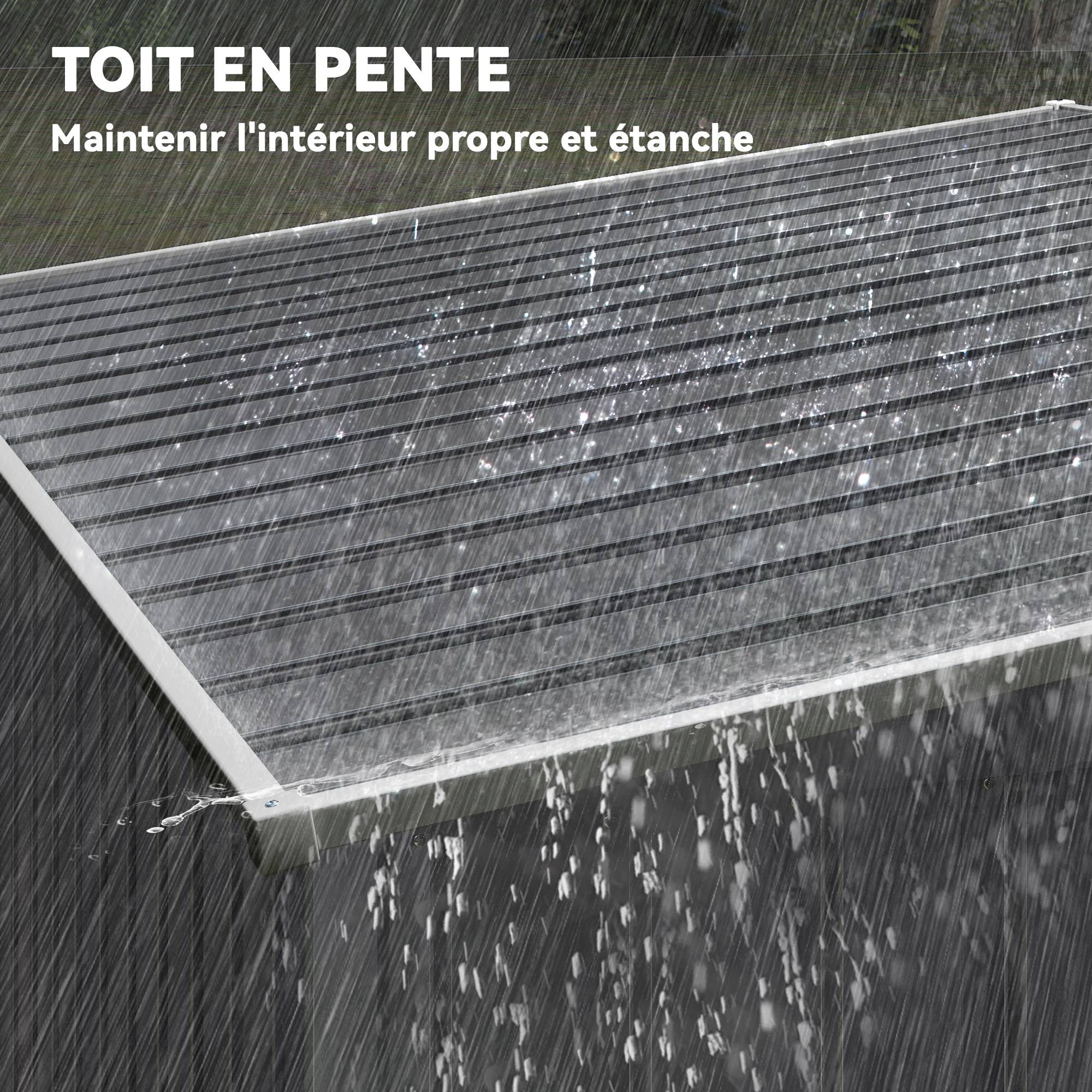 Sans Marque - Abri de jardin 2,81 m² avec fondation, abri à outils extérieur adossé en acier galvanisé, 154x206,5x181cm, gris foncé - Image 9