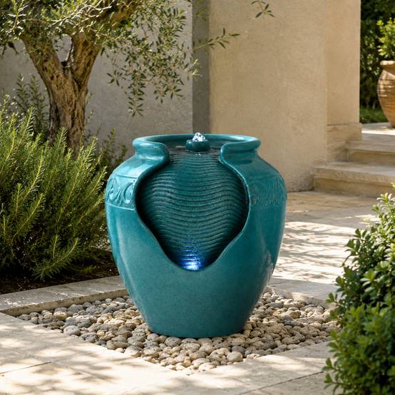 Teamson Home - Fontaine de jardin vert d'eau en forme d'amphore avec éclairage LED - Image 4