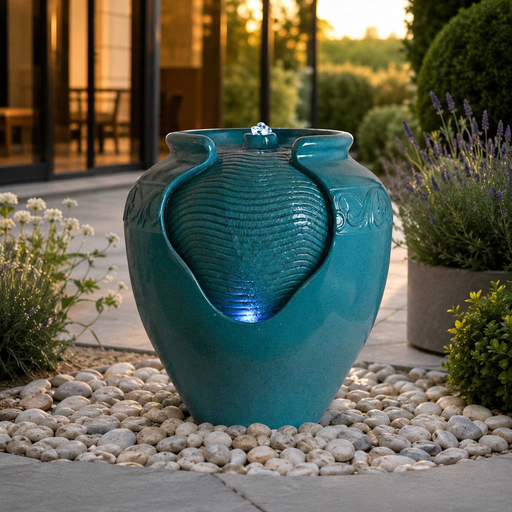 Teamson Home - Fontaine de jardin vert d'eau en forme d'amphore avec éclairage LED - Image 3