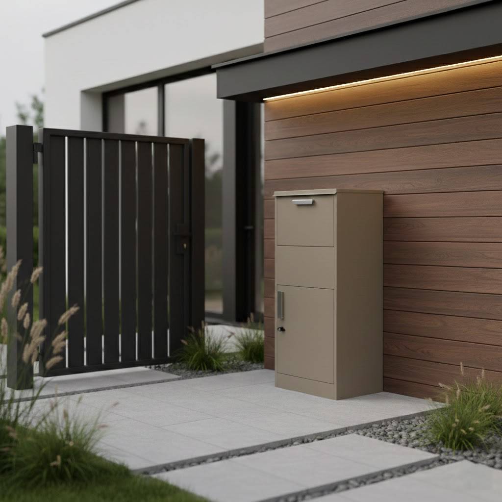 Couleurs du monde - Boîte aux lettres taupe avec espace colis – structure galvanisée résistante pour maison et jardin - Image 3