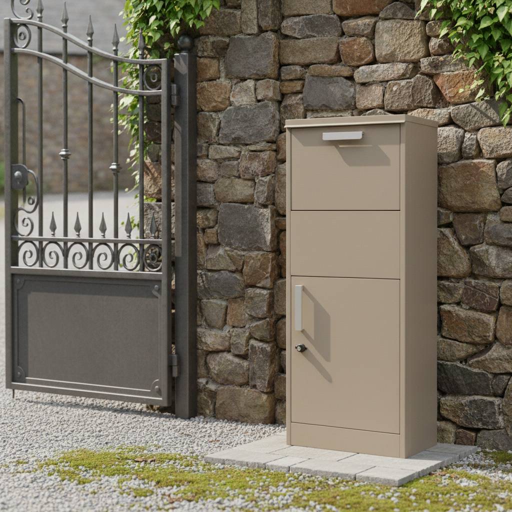 Couleurs du monde - Boîte aux lettres taupe avec espace colis – structure galvanisée résistante pour maison et jardin - Image 6