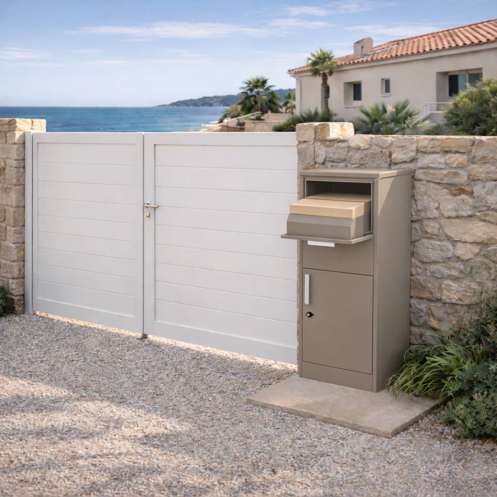 Couleurs du monde - Boîte aux lettres taupe avec espace colis – structure galvanisée résistante pour maison et jardin - Image 5