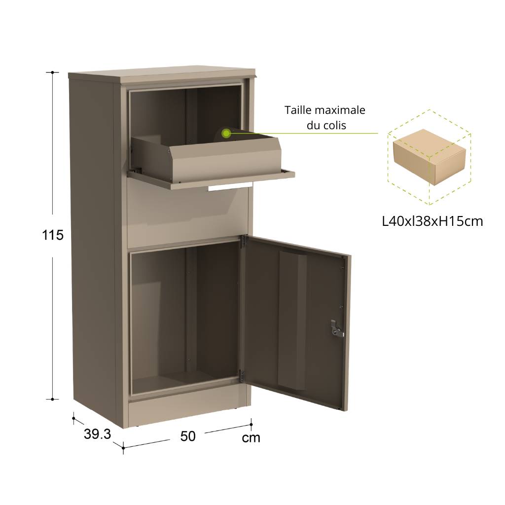 Couleurs du monde - Boîte aux lettres taupe avec espace colis – structure galvanisée résistante pour maison et jardin - Image 7