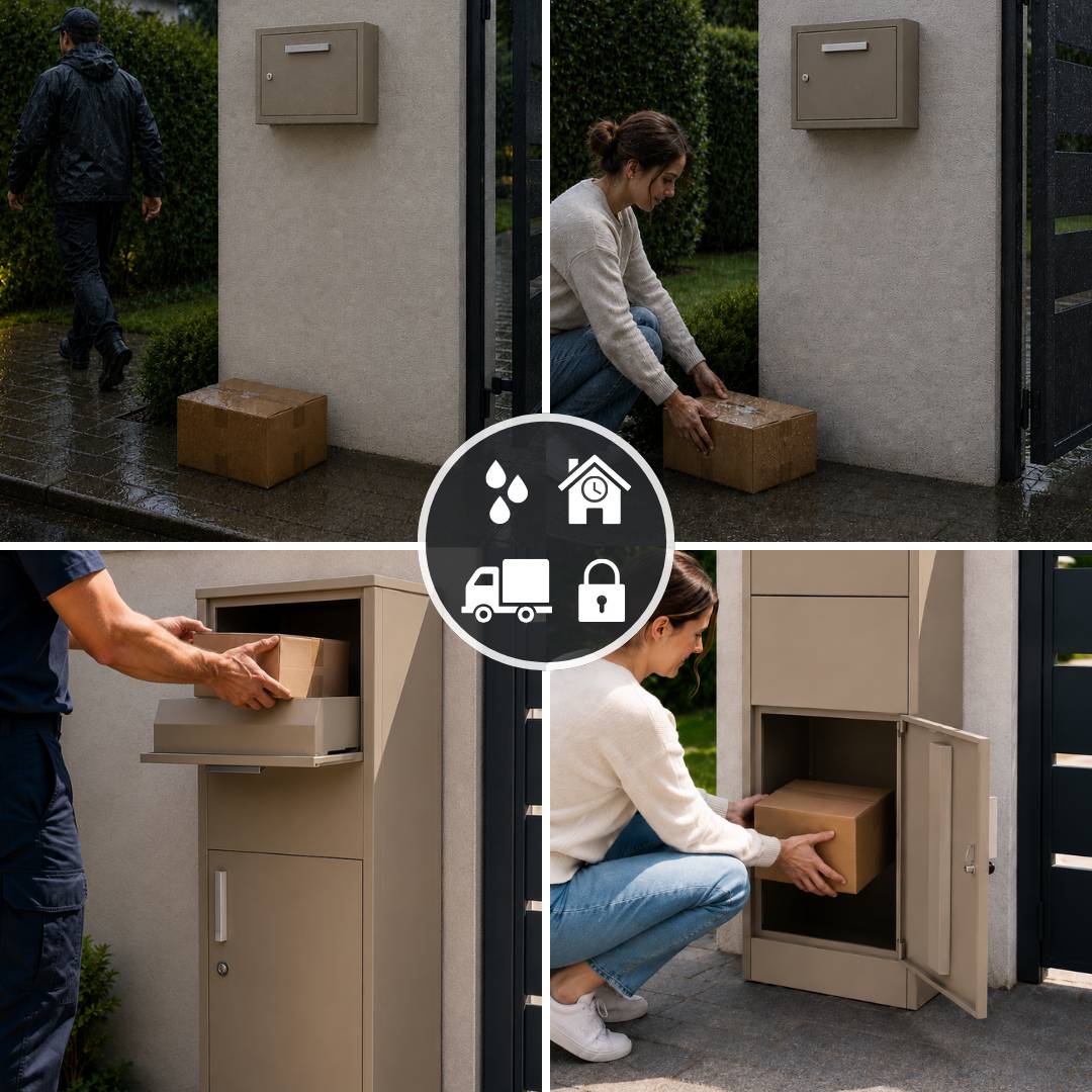 Couleurs du monde - Boîte aux lettres taupe avec espace colis – structure galvanisée résistante pour maison et jardin - Image 10