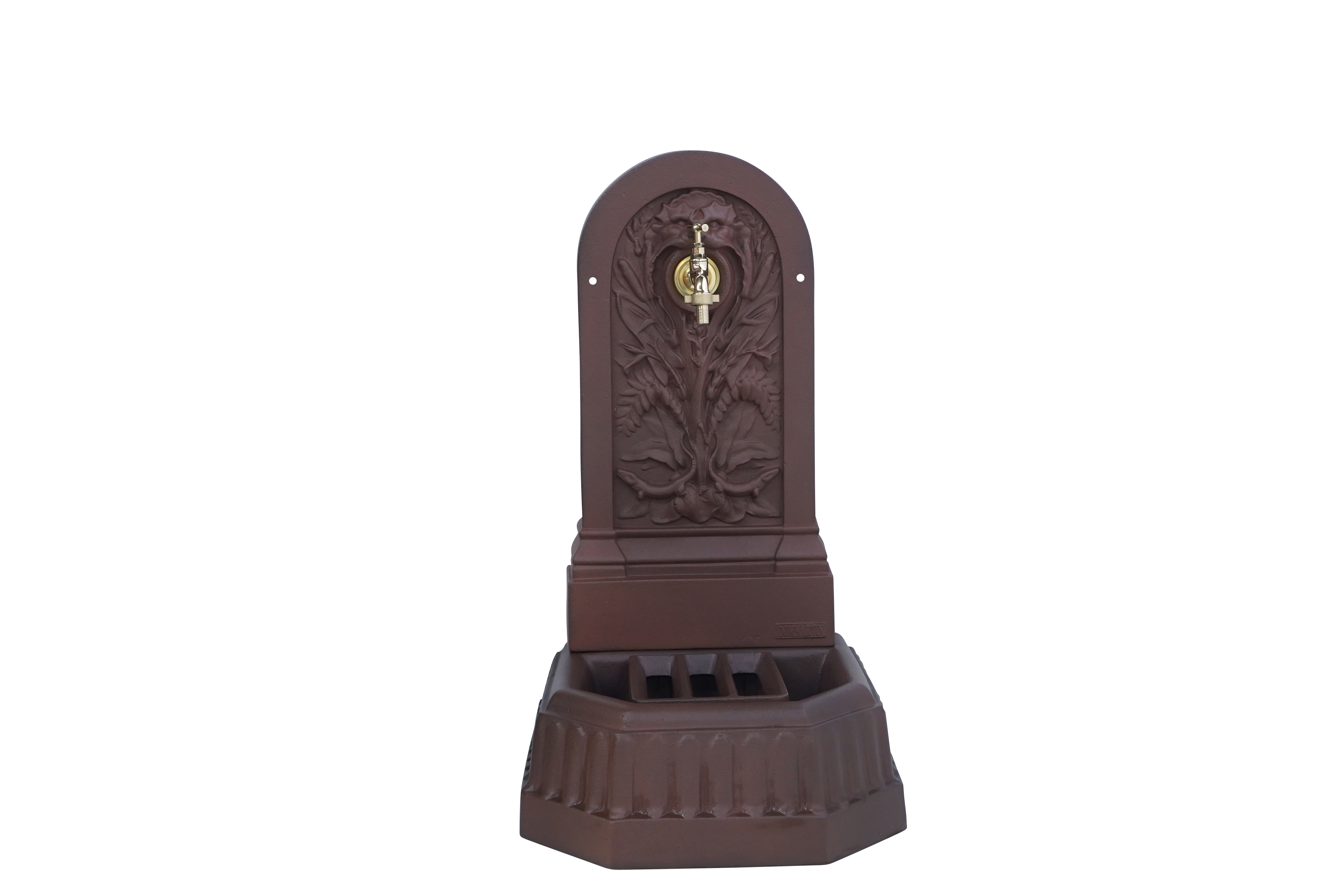 Fontaine triton brun antique avec robinet standard Dommartin H. 70 cm X L. 40 cm - Image 1