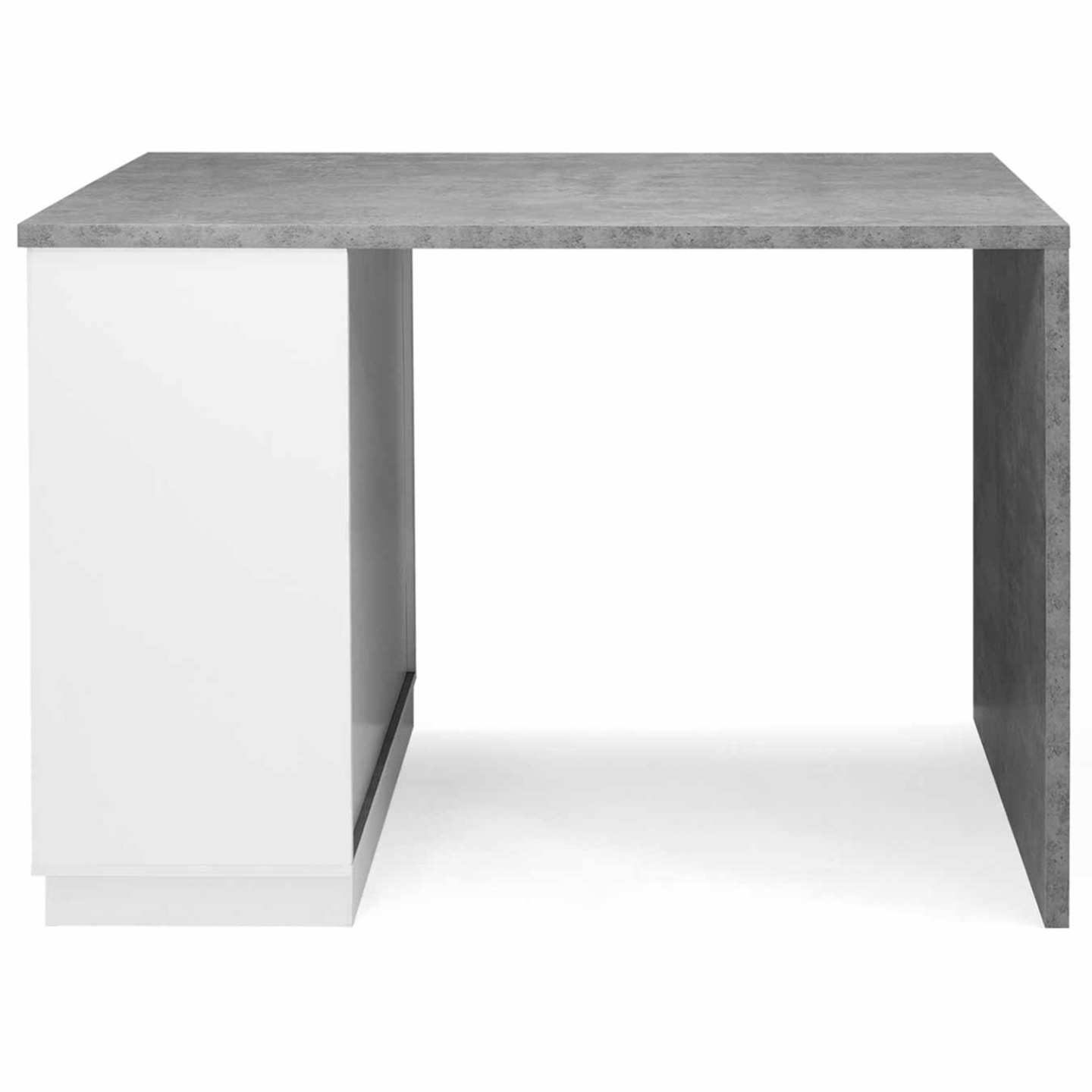 Ilot central mange debout 4 personnes VITO 130 cm blanc et plateau effet béton - Image 3