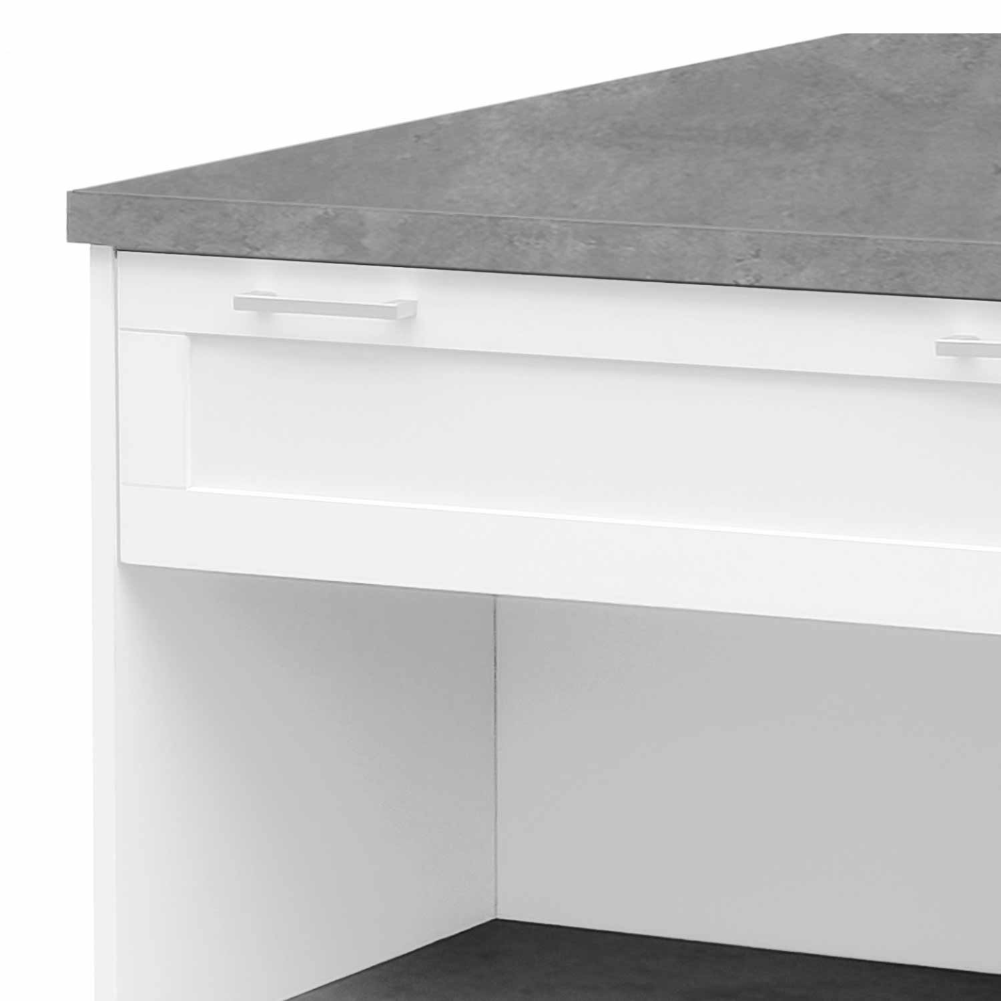 Ilot central mange debout 4 personnes VITO 130 cm blanc et plateau effet béton - Image 6
