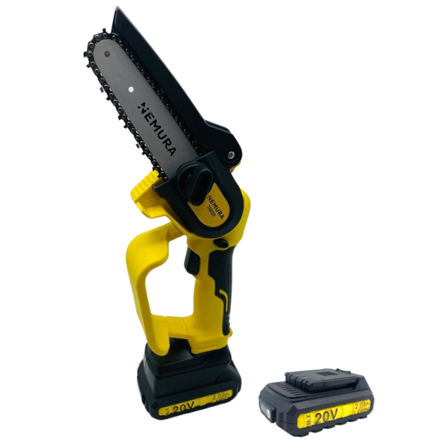 Nemura - Mini Tronçonneuse sans fil 20V NEMURA - Coupe de 12,5cm + 2 Batteries 2Ah + Chargeur rapide