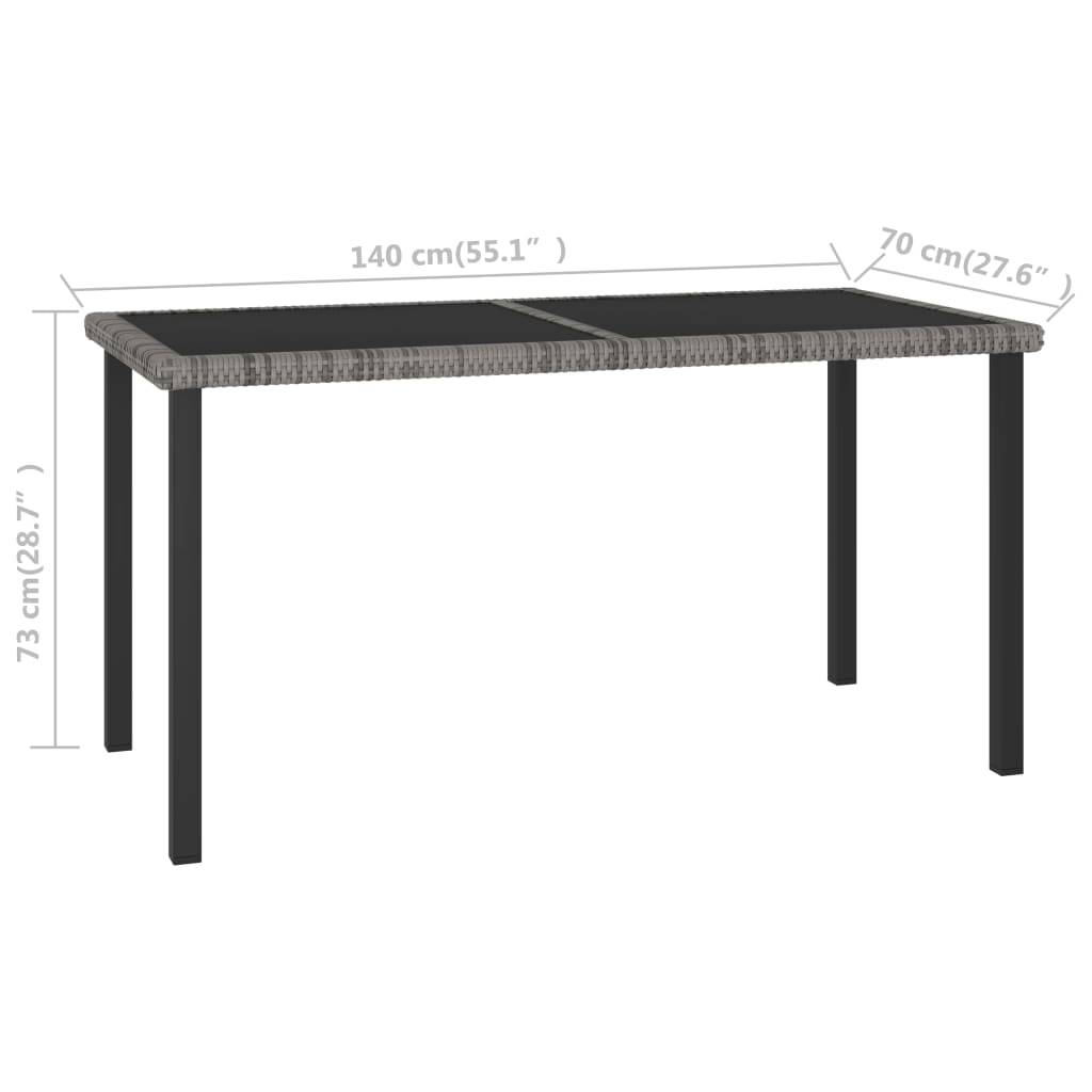 Table à dîner de jardin Résine tressée Gris 140 x 70 x 73 cm - PANGIVO - Image 5