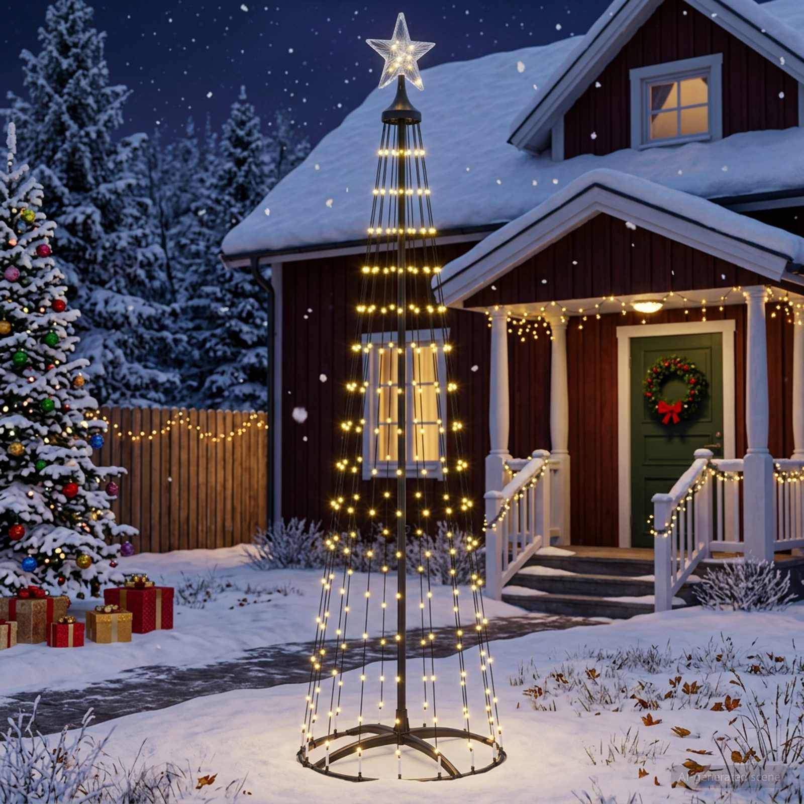 Vidaxl - Sapin cône lumineux LED 180 cm 250 LED Blanc chaud Acier Blanc vidaXL 42050807