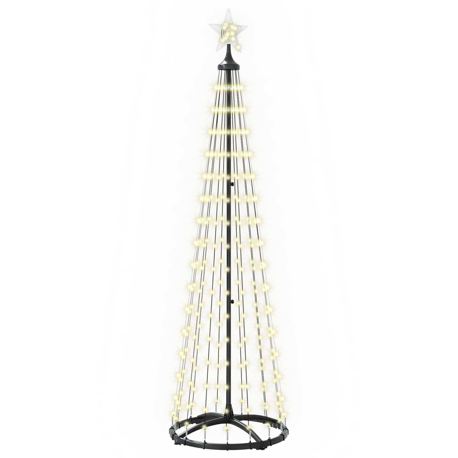 Vidaxl - Sapin cône lumineux LED 180 cm 250 LED Blanc chaud Acier Blanc vidaXL 42050807 - Image 2