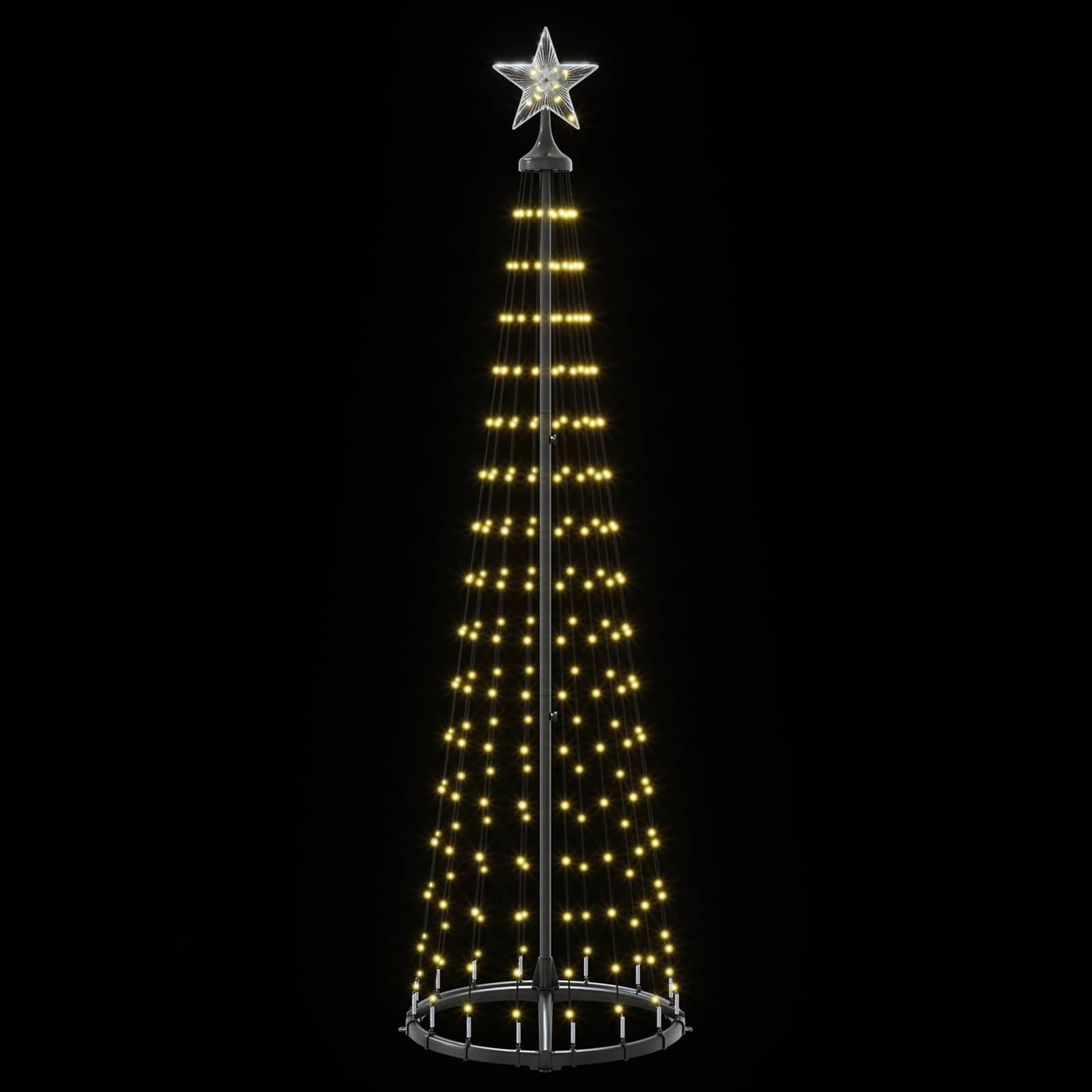 Vidaxl - Sapin cône lumineux LED 180 cm 250 LED Blanc chaud Acier Blanc vidaXL 42050807 - Image 5