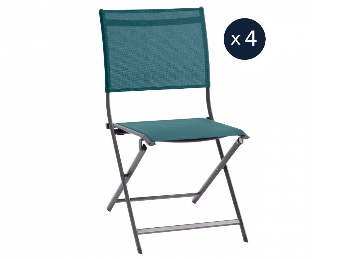 Hesperide - Lot de 4 chaises de jardin en aluminium pliables Bleu Canard Axant - Hespéride - Image 1