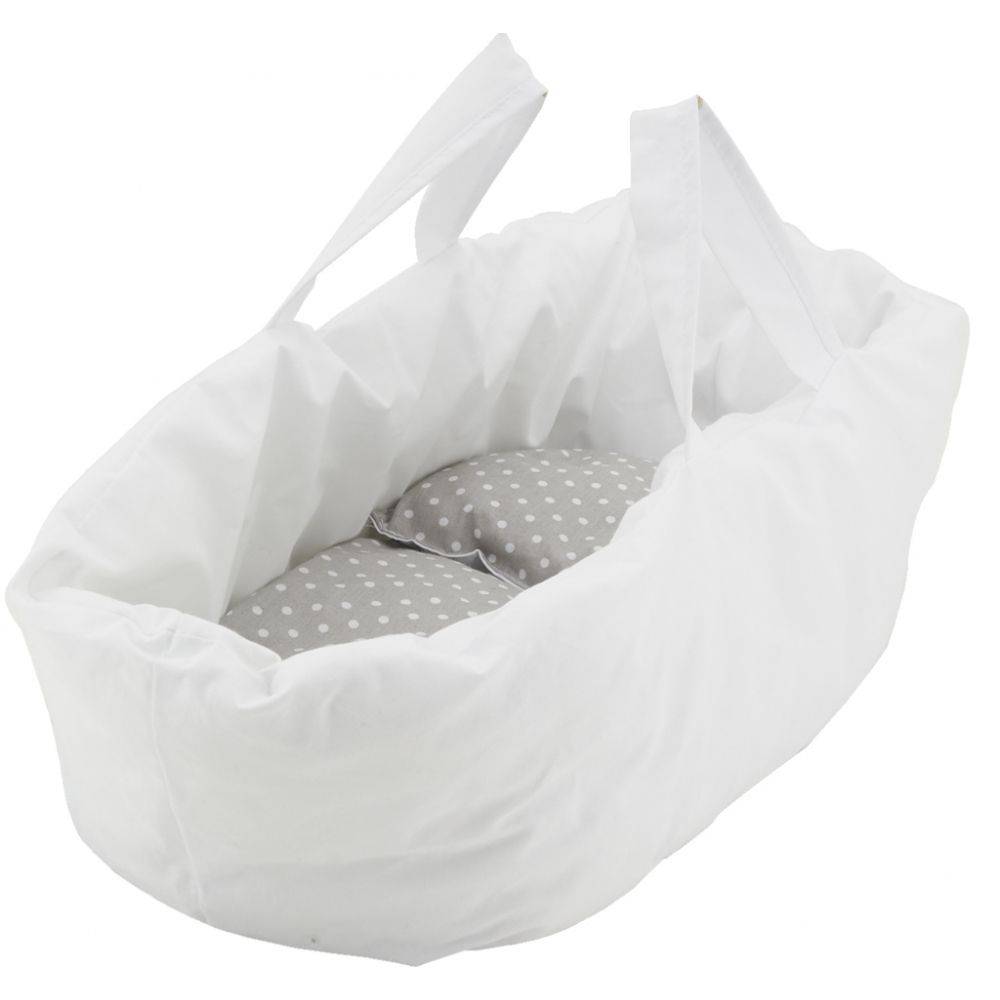 Aubry Gaspard - Berceau de poupée en osier buff tissu gris - Image 3