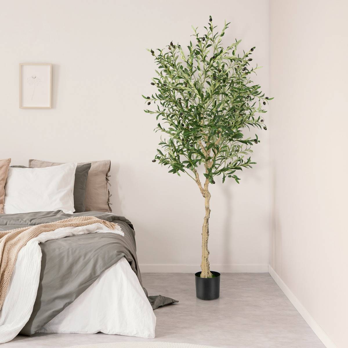 Plantes Artificielles Fausse Olivier en Pot H-182 cm Feuilles en Soie Décoration pour Intérieur/Extérieur - Image 2